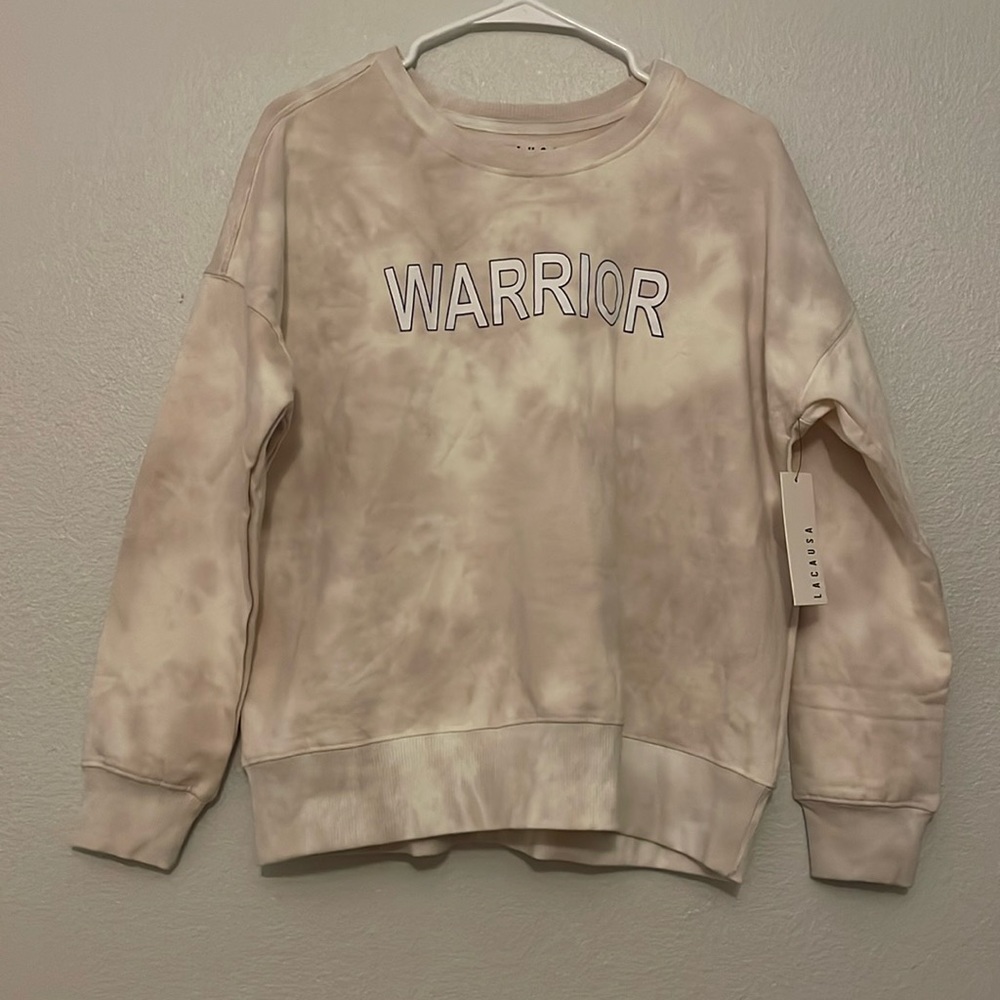 LACAUSA, Gray/Brown/Cream size Small Anthropology Oversized, Sweater “WARRIOR”